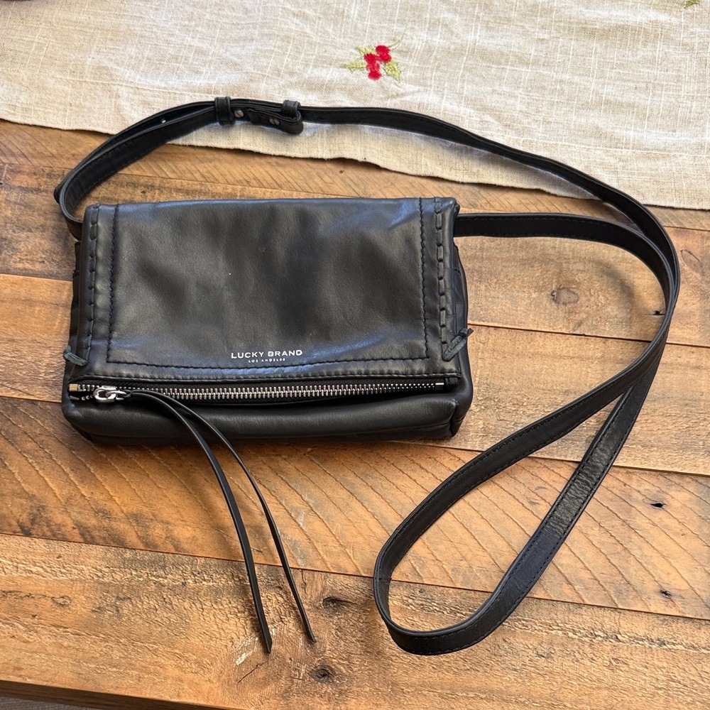 Lucky Brand Black Crossbody Bag with Zipper Detail